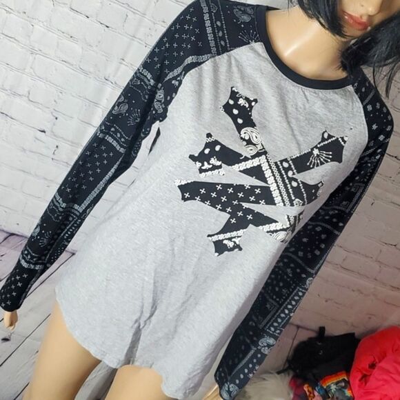 Y2K Zoo York Bandana Print Paisley Skateboard Skate Quarter Sleeve Size M - Picture 4 of 9